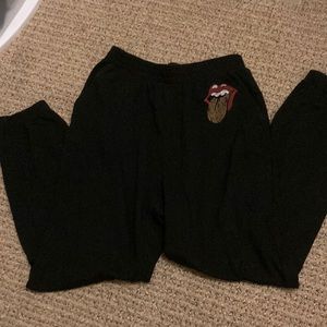 Black rolling stones sweatpants